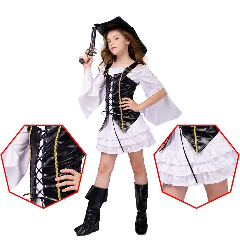 DSplay Kid's Girl Pirate Halloween Cosplay Costume (4-6Y) - Image 5